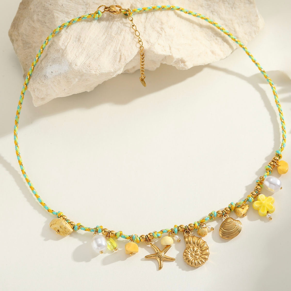 Yellow knitted necklace