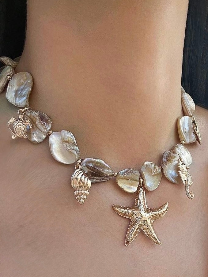 Sea Star short white necklace