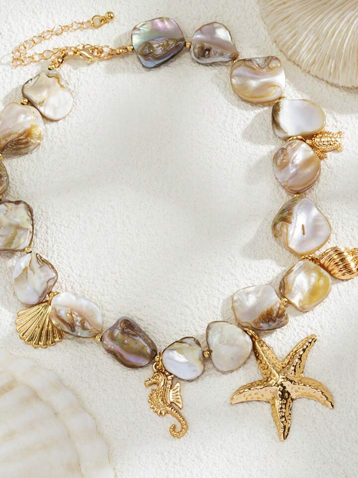 Sea Star short white necklace
