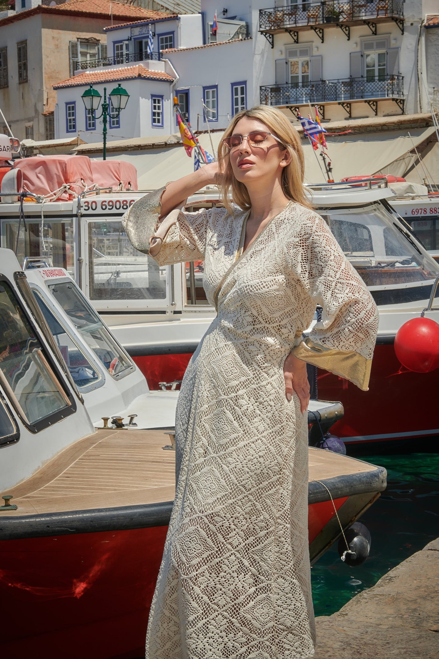 Koufonisi Beige Kimono Dress