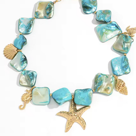 Sea Star short blue necklace