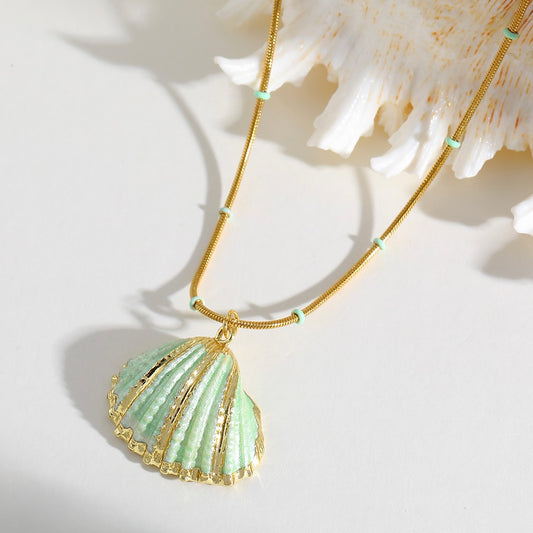 Pistachio seashell necklace