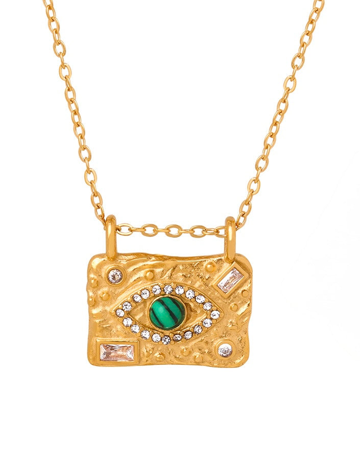 Green eye necklace