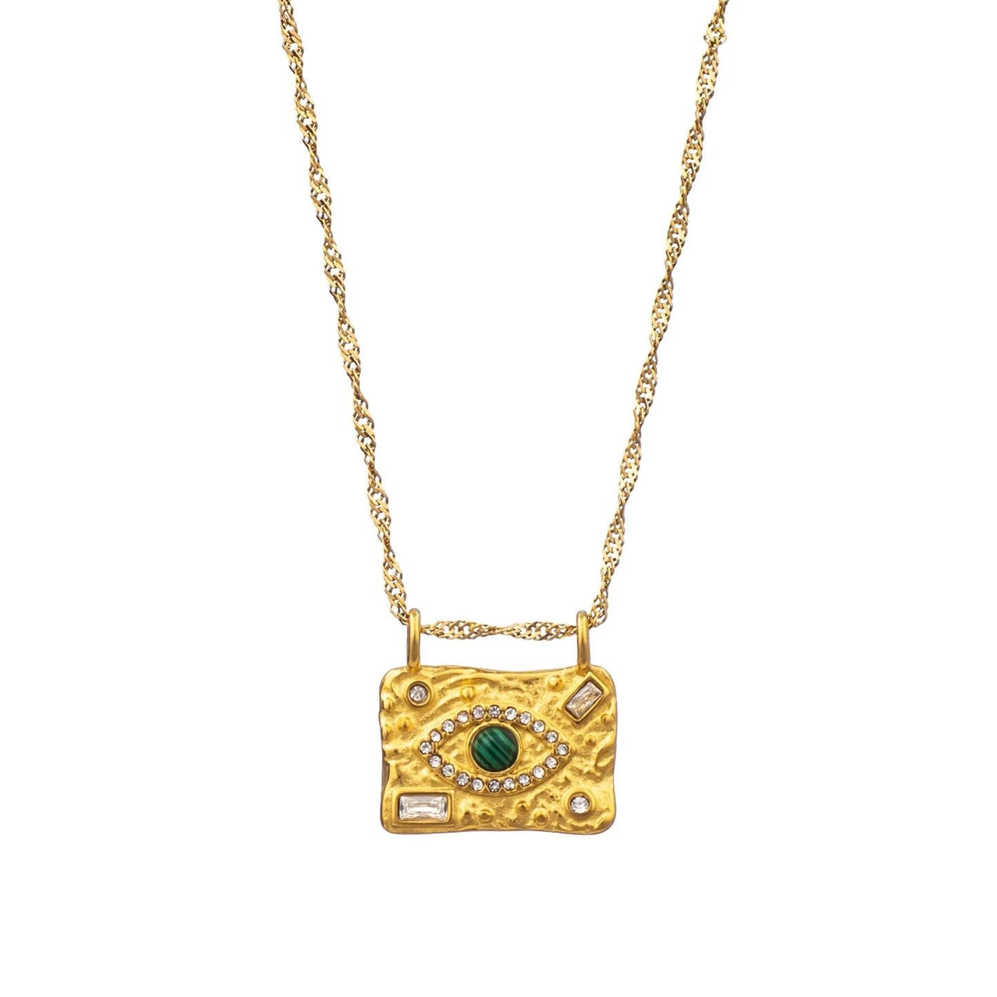 Green eye necklace