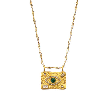 Green eye necklace