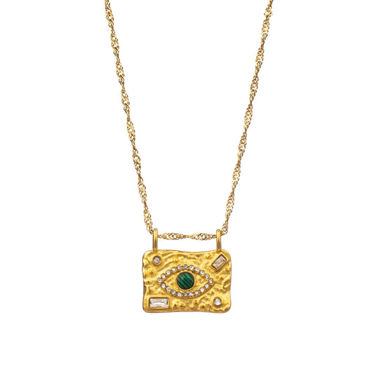 Green eye necklace