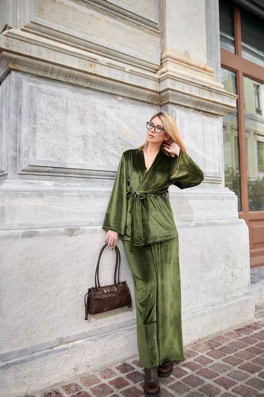 Analise Velvet Khaki Set