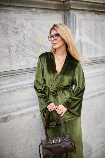 Analise Velvet Khaki Set