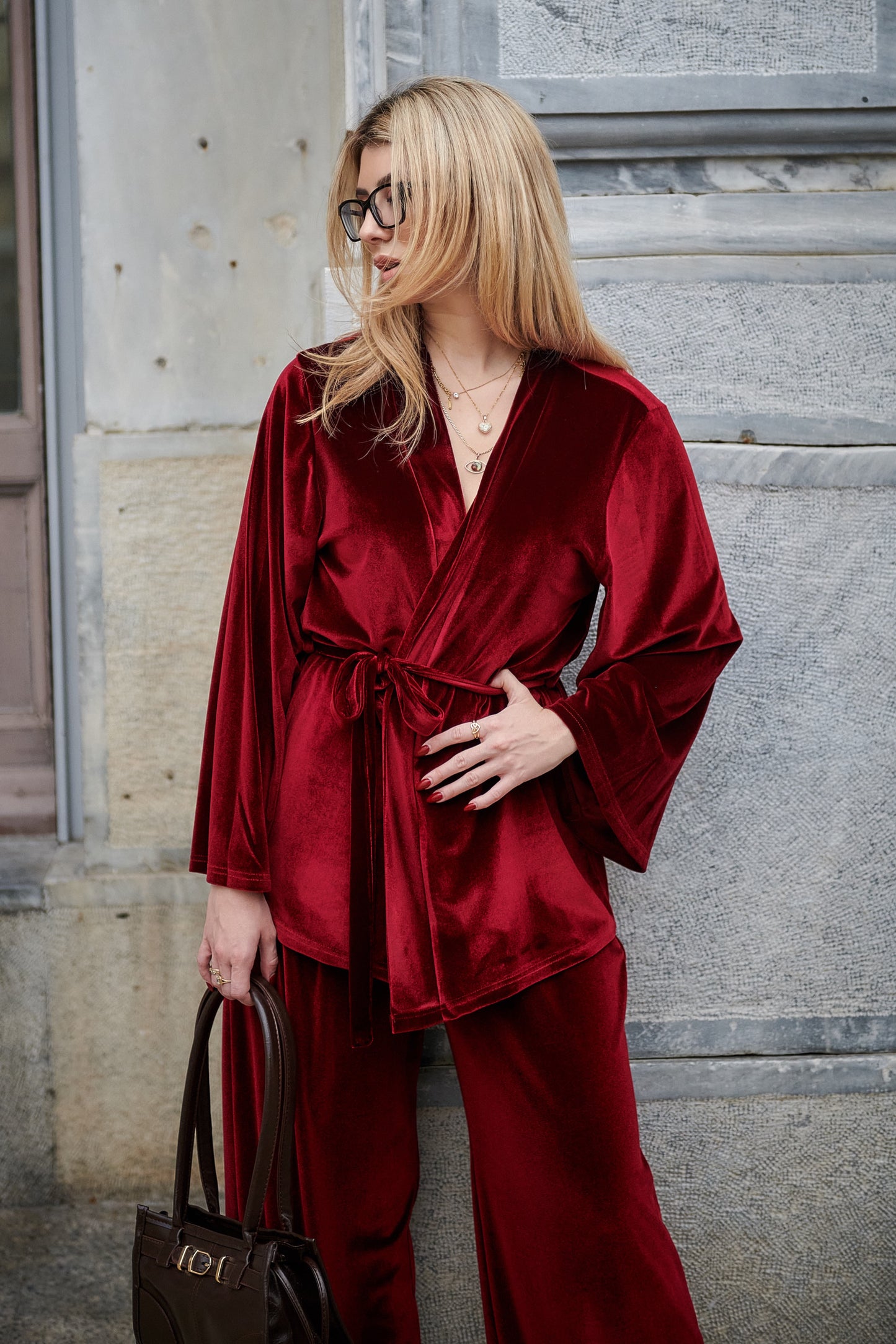 Analise Velvet Bordeaux Set