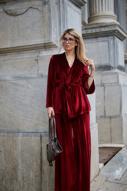 Analise Velvet Bordeaux Set