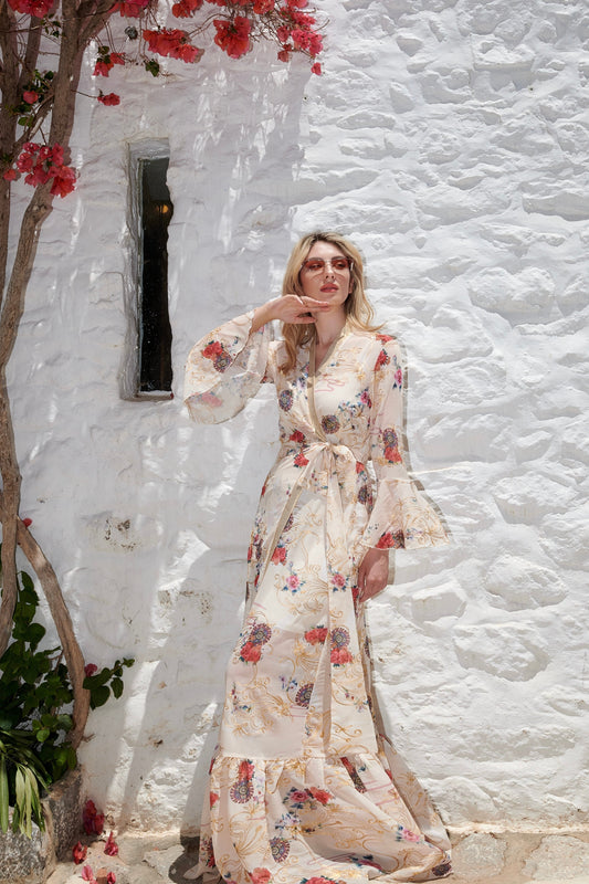 Penelope Beige Kimono Dress